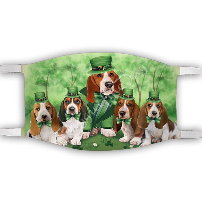 St. Patricks Day Irish Basset Hound Dogs Face Mask FM50120
