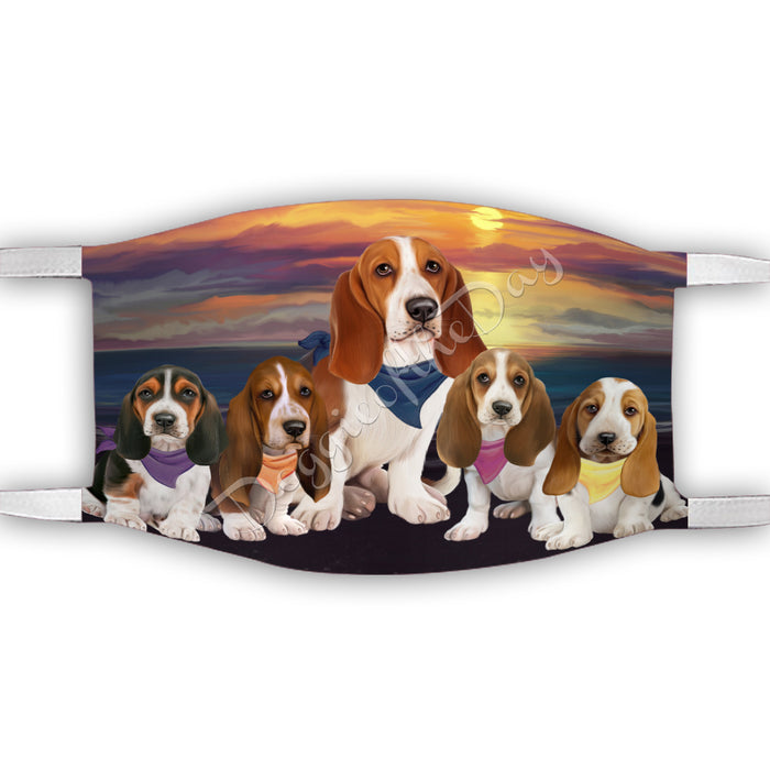 Family Sunset Basset Hound Dogs Face Mask FM49172