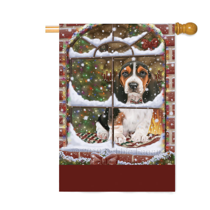 Personalized Please Come Home For Christmas Basset Hound Dog Sitting In Window Custom House Flag FLG-DOTD-A60177