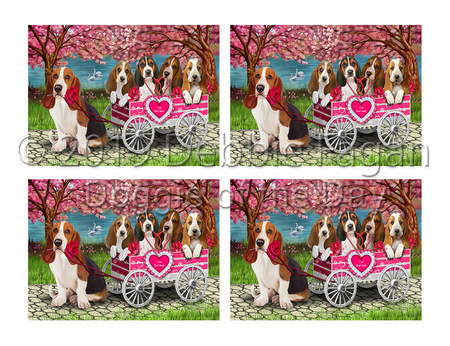 I Love Basset Hound Dogs in a Cart Placemat