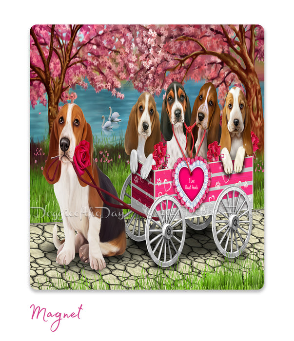 Mother's Day Gift Basket Basset Hound Dogs Blanket, Pillow, Coasters, Magnet, Coffee Mug and Ornament