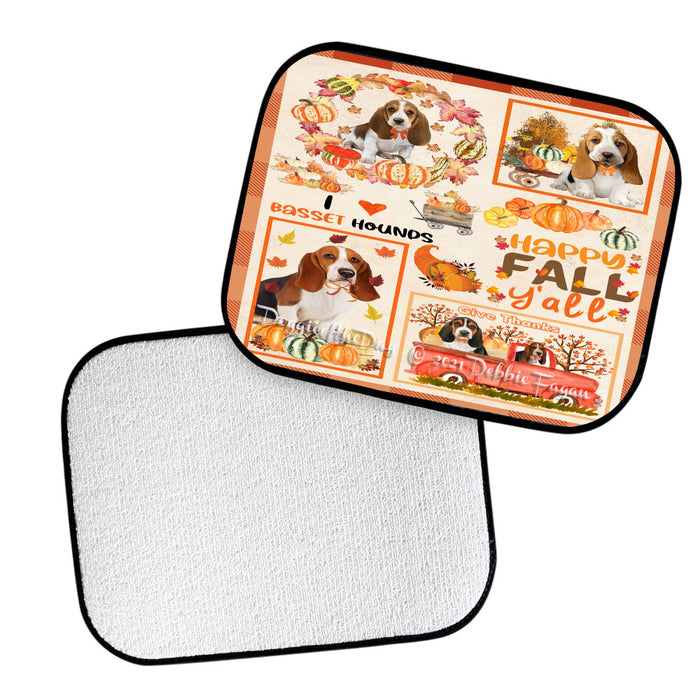 Happy Fall Y'all Pumpkin Basset Hound Dogs Polyester Anti-Slip Vehicle Carpet Car Floor Mats CFM49096