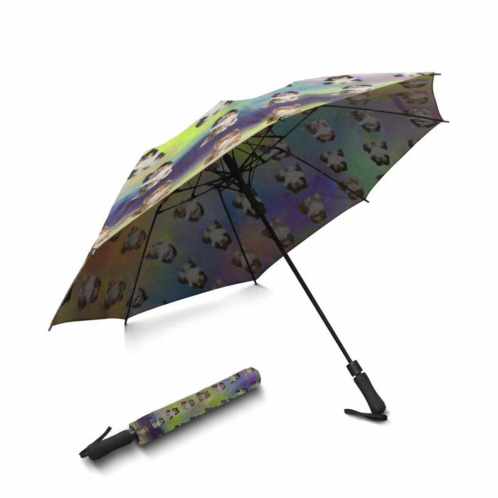 Rough Collie Dogs  Semi-Automatic Foldable Umbrella