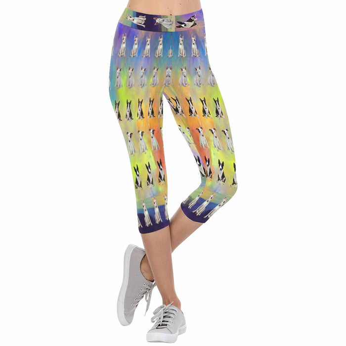 Bull Terrier Dogs  All-Over Low Rise Capri Leggings (Model L08)