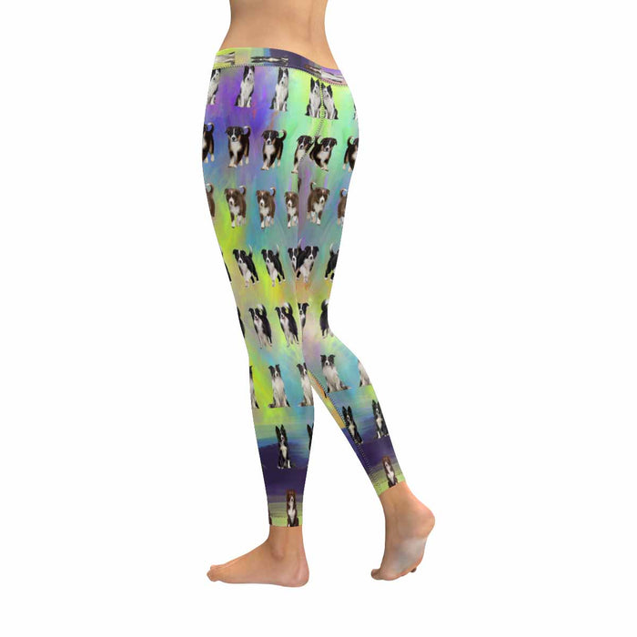 Border Collie Dogs  All-Over Low Rise Leggings (Model L07) (Outside Serging)