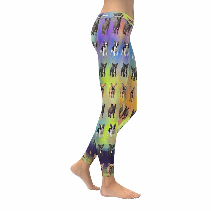 French Bulldogs  All-Over Low Rise Leggings (Model L07) (Outside Serging)