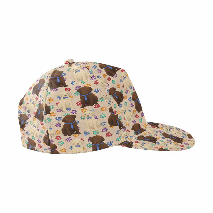 Women's All Over Rainbow Paw Print Chesapeake Bay Retriever Dog Snapback Hat Cap