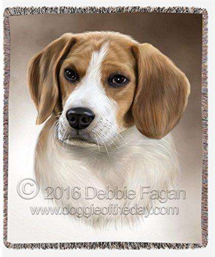 Beagle Dog Art Portrait Print Woven Throw Blanket 54 X 38
