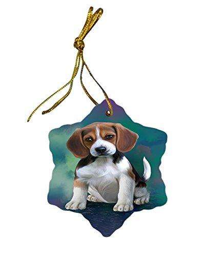 Beagle Dog Christmas Snowflake Ceramic Ornament