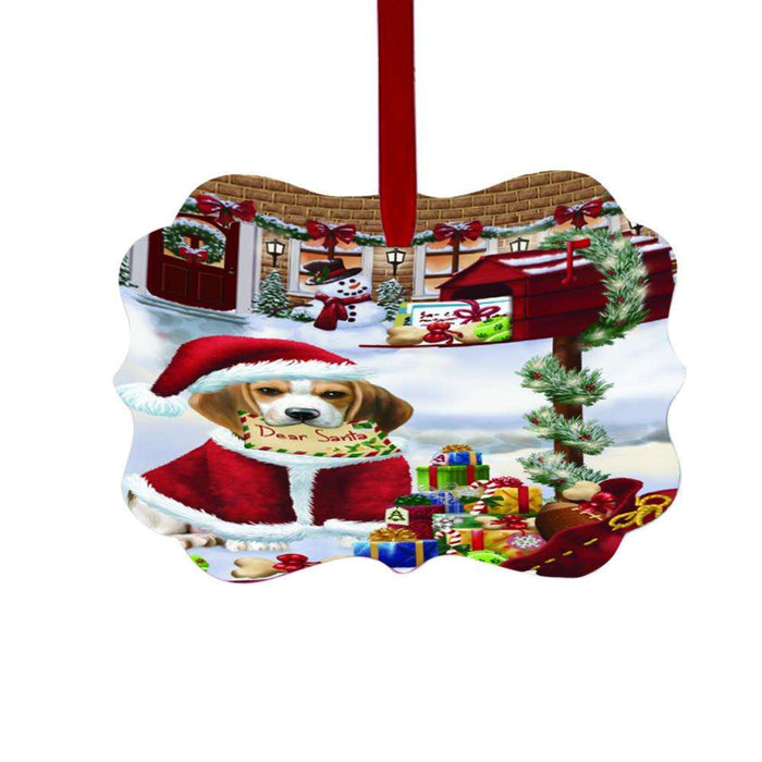 Beagle Dog Dear Santa Letter Christmas Holiday Mailbox Double-Sided Photo Benelux Christmas Ornament LOR49006
