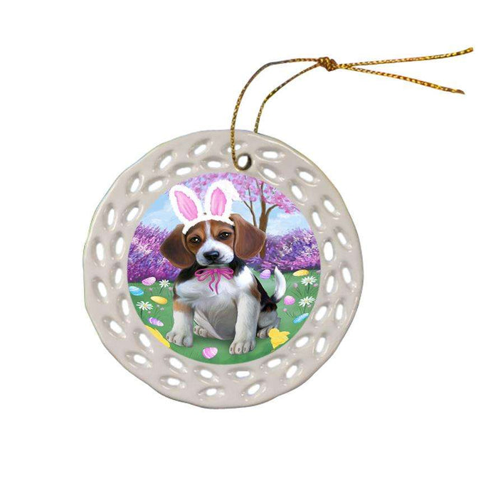 Beagle Dog Easter Holiday Ceramic Doily Ornament DPOR49045