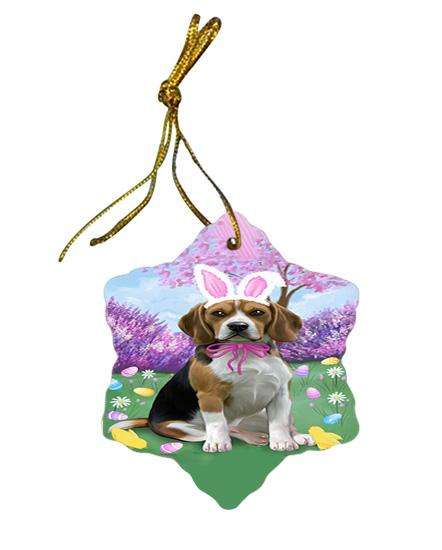 Beagle Dog Easter Holiday Star Porcelain Ornament SPOR49036