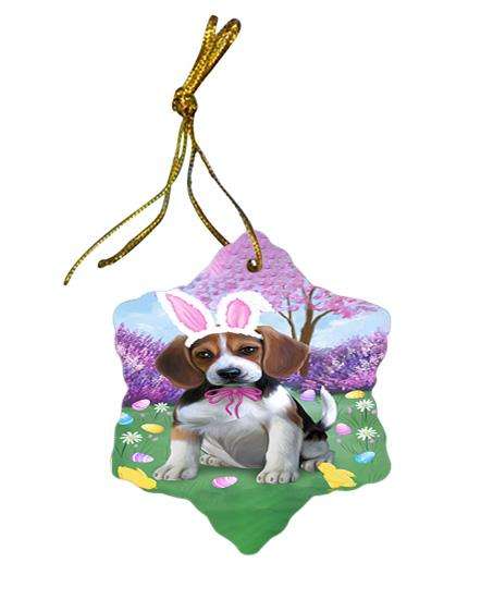 Beagle Dog Easter Holiday Star Porcelain Ornament SPOR49037