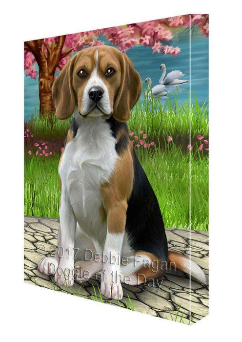 Beagle Dog Painting Printed on Canvas Wall Art Signed
