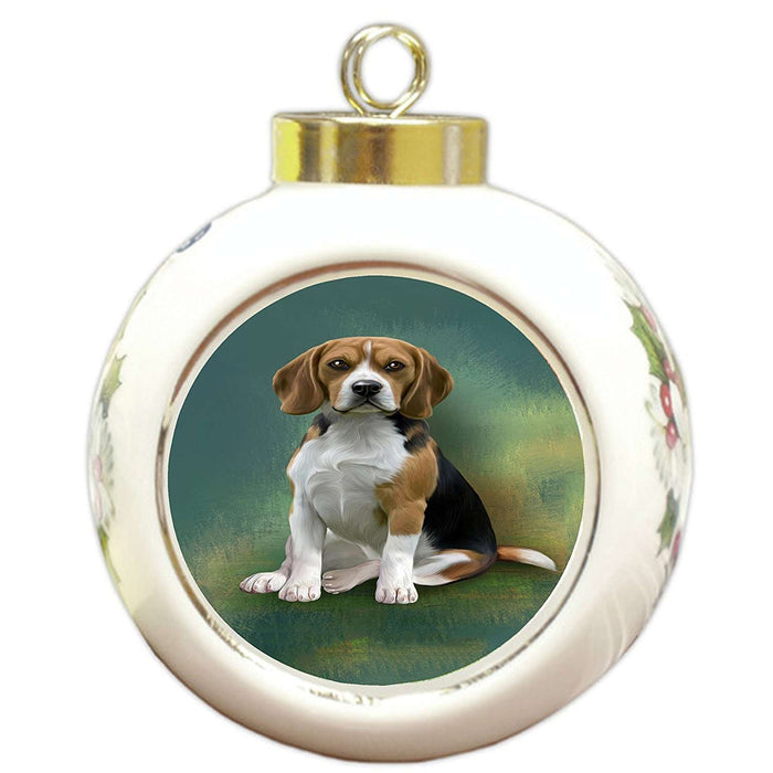 Beagle Dog Round Ball Christmas Ornament