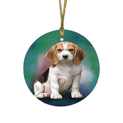 Beagle Dog Round Christmas Ornament
