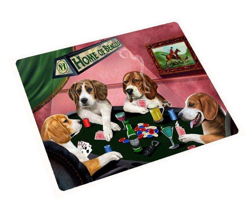 Beagle Large Tempered Cutting Board 4 Dogs Playing Poker