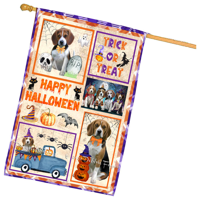 Happy Halloween Trick or Treat Beagle Dogs House Flag Outdoor Decorative Double Sided Pet Portrait Weather Resistant Premium Quality Animal Printed Home Decorative Flags 100% Polyester