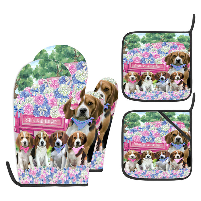 Beagle Oven Mitts and Pot Holder Set: Explore a Variety of Designs, Custom, Personalized, Kitchen Gloves for Cooking with Potholders, Gift for Dog Lovers