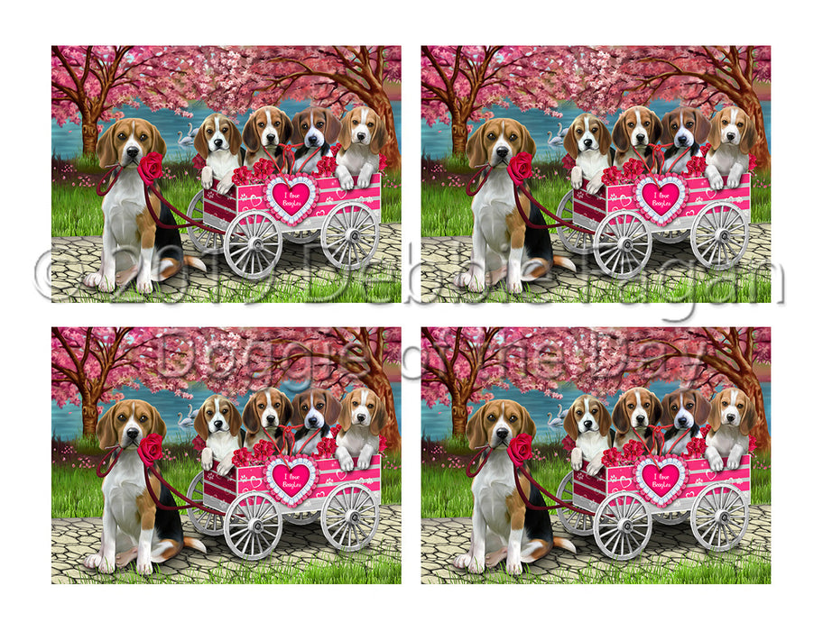 I Love Beagle Dogs in a Cart Placemat