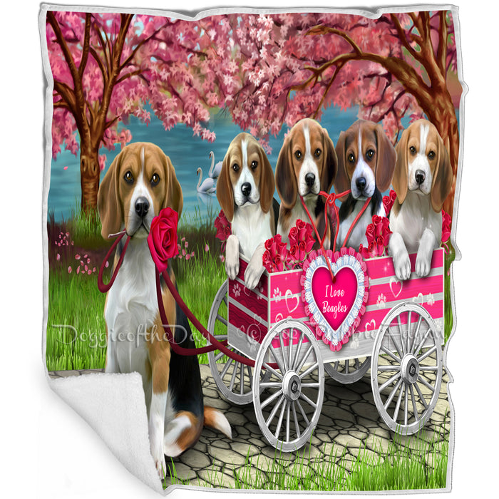 I Love Beagles Dog Cat in a Cart Blanket BLNKT82038