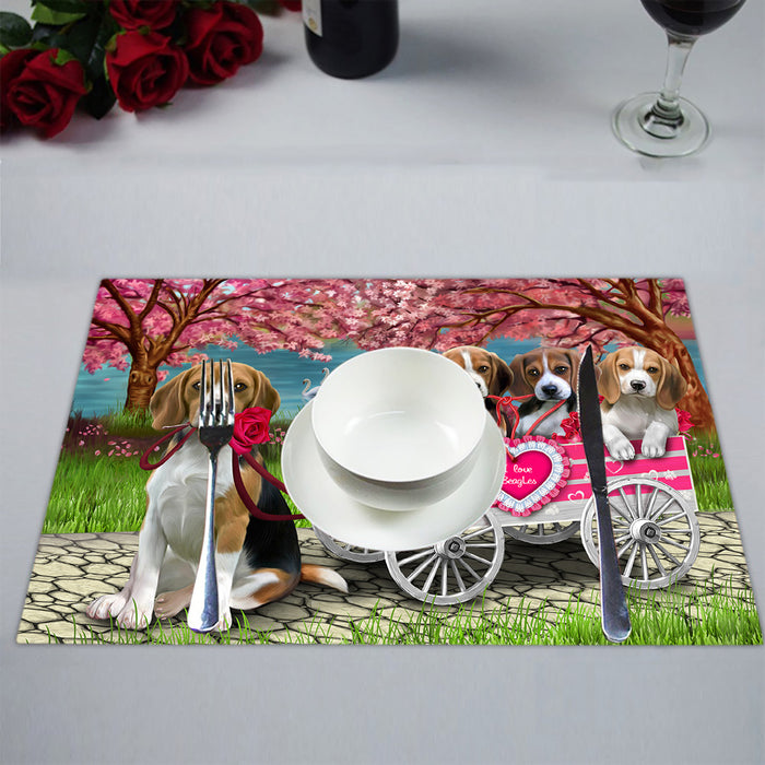 I Love Beagle Dogs in a Cart Placemat