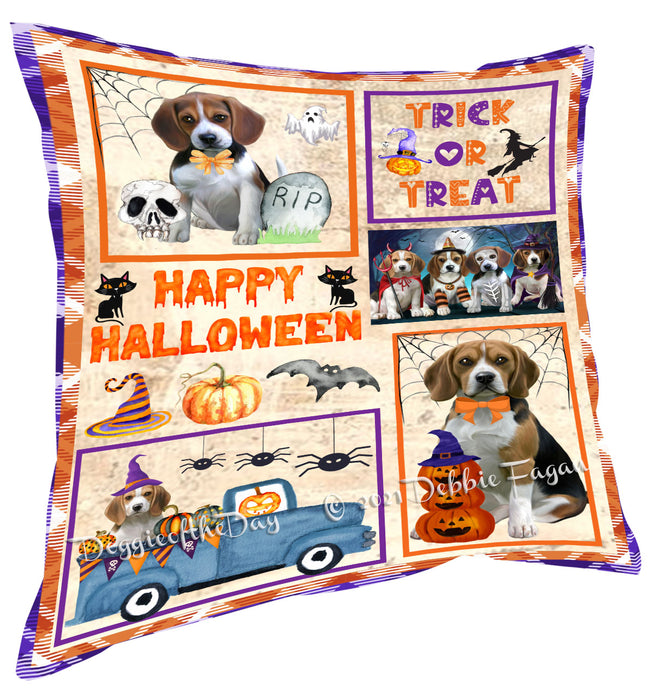 Happy Halloween Trick or Treat Beagle Dogs Pillow with Top Quality High-Resolution Images - Ultra Soft Pet Pillows for Sleeping - Reversible & Comfort - Ideal Gift for Dog Lover - Cushion for Sofa Couch Bed - 100% Polyester, PILA88156