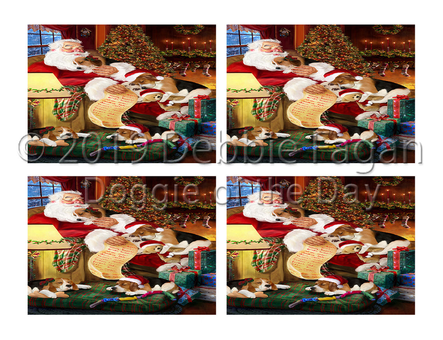 Santa Sleeping with Beagle Dogs Placemat