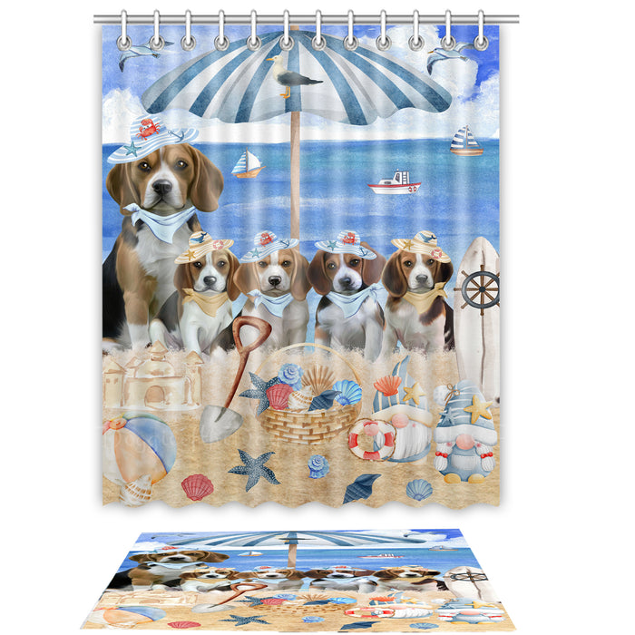 Beagle Shower Curtain & Bath Mat Set - Explore a Variety of Personalized Designs - Custom Rug and Curtains with hooks for Bathroom Decor - Pet and Dog Lovers Gift