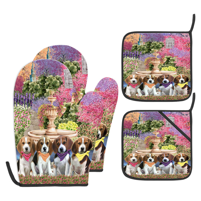 Beagle Oven Mitts and Pot Holder Set: Explore a Variety of Designs, Custom, Personalized, Kitchen Gloves for Cooking with Potholders, Gift for Dog Lovers