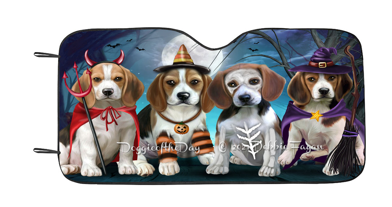 Happy Halloween Trick or Treat Beagle Dogs Car Sun Shade Cover Curtain
