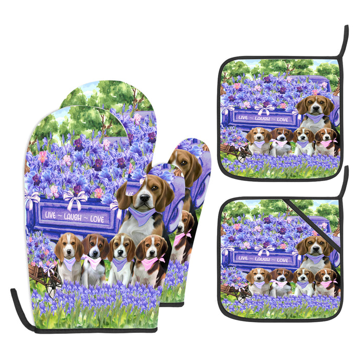 Beagle Oven Mitts and Pot Holder Set, Kitchen Gloves for Cooking with Potholders, Explore a Variety of Custom Designs, Personalized, Pet & Dog Gifts