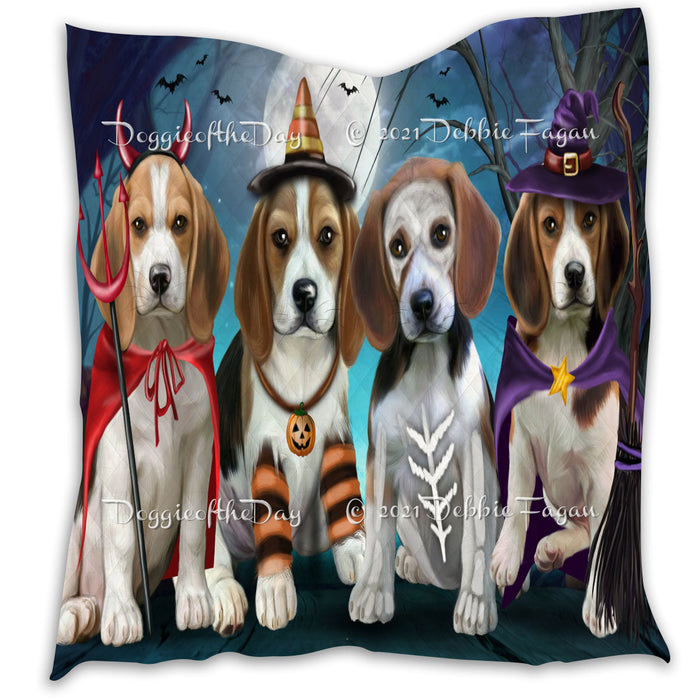 Happy Halloween Trick or Treat Beagle Dogs Lightweight Soft Bedspread Coverlet Bedding Quilt QUILT60196