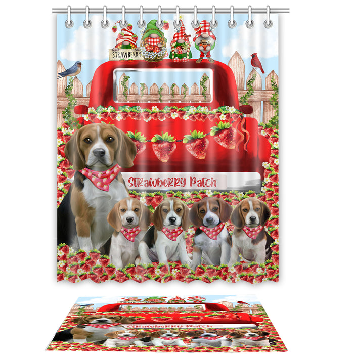 Beagle Shower Curtain with Bath Mat Combo: Curtains with hooks and Rug Set Bathroom Decor, Custom, Explore a Variety of Designs, Personalized, Pet Gift for Dog Lovers