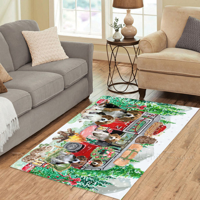 Christmas Time Camping with Beagle Dogs Area Rug - Ultra Soft Cute Pet Printed Unique Style Floor Living Room Carpet Decorative Rug for Indoor Gift for Pet Lovers
