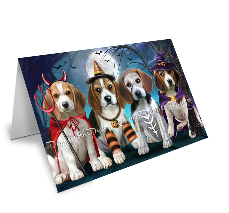 Happy Halloween Trick or Treat Beagle Dogs Handmade Artwork Assorted Pets Greeting Cards and Note Cards with Envelopes for All Occasions and Holiday Seasons GCD76700