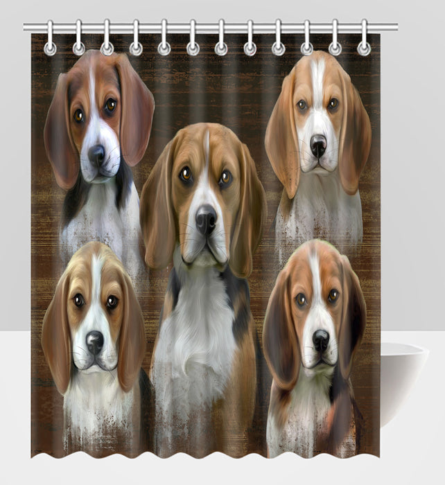 Rustic Beagle Dogs Shower Curtain