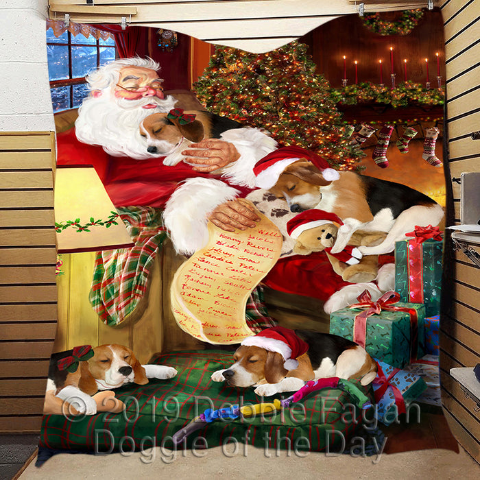 Santa Sleeping with Beagle Dogs Quilt