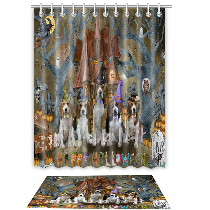 Beagle Shower Curtain with Bath Mat Combo: Curtains with hooks and Rug Set Bathroom Decor, Custom, Explore a Variety of Designs, Personalized, Pet Gift for Dog Lovers