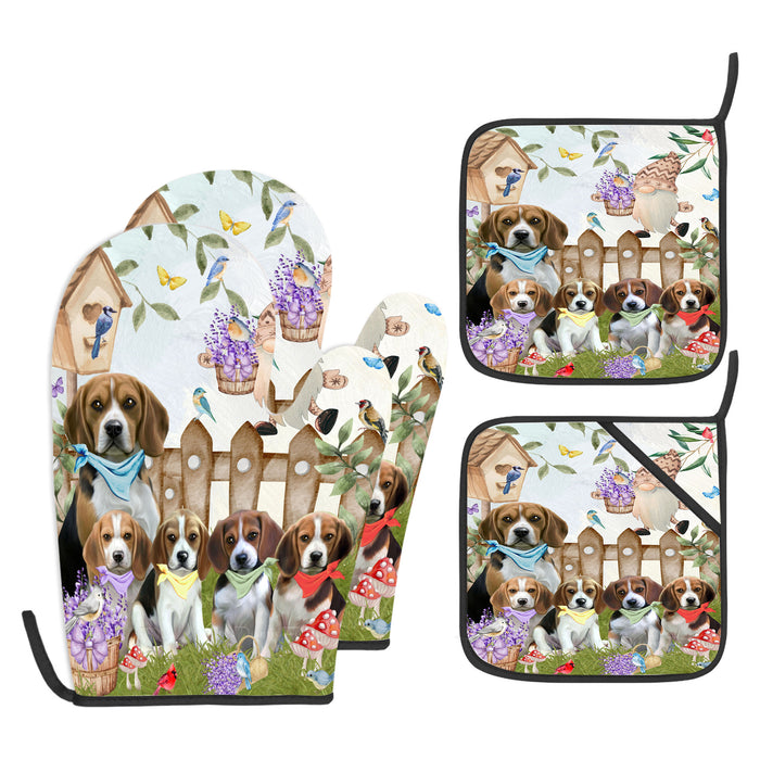 Beagle Oven Mitts and Pot Holder Set, Explore a Variety of Personalized Designs, Custom, Kitchen Gloves for Cooking with Potholders, Pet and Dog Gift Lovers