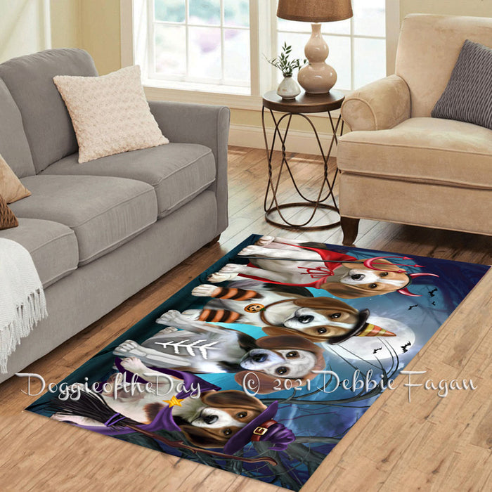 Happy Halloween Trick or Treat Beagle Dogs Polyester Living Room Carpet Area Rug ARUG66131