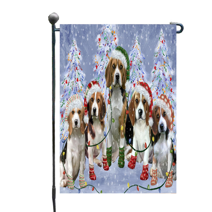 Christmas Lights and Beagle Dogs Garden Flags- Outdoor Double Sided Garden Yard Porch Lawn Spring Decorative Vertical Home Flags 12 1/2"w x 18"h