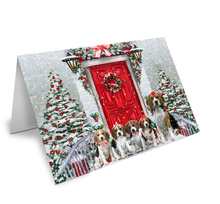 Christmas Holiday Welcome Beagle Dog Handmade Artwork Assorted Pets Greeting Cards and Note Cards with Envelopes for All Occasions and Holiday Seasons