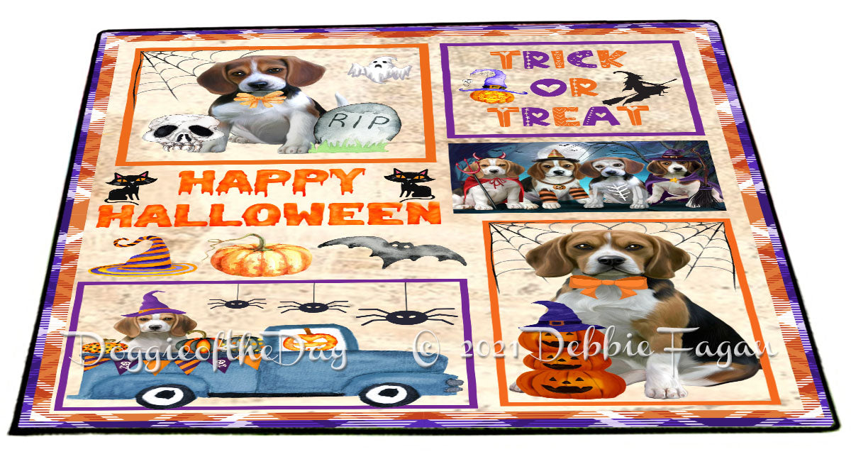 Happy Halloween Trick or Treat Beagle Dogs Indoor/Outdoor Welcome Floormat - Premium Quality Washable Anti-Slip Doormat Rug FLMS57997