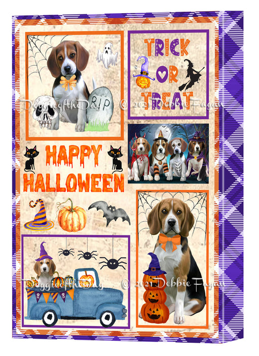 Happy Halloween Trick or Treat Beagle Dogs Canvas Wall Art Decor - Premium Quality Canvas Wall Art for Living Room Bedroom Home Office Decor Ready to Hang CVS150218