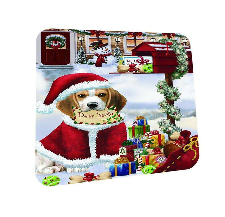 Beagles Dear Santa Letter Christmas Holiday Mailbox Dog Coasters Set of 4