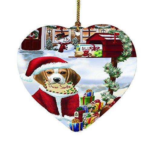 Beagles Dear Santa Letter Christmas Holiday Mailbox Dog Heart Ornament D089