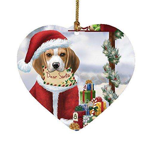 Beagles Dear Santa Letter Christmas Holiday Mailbox Dog Heart Ornament