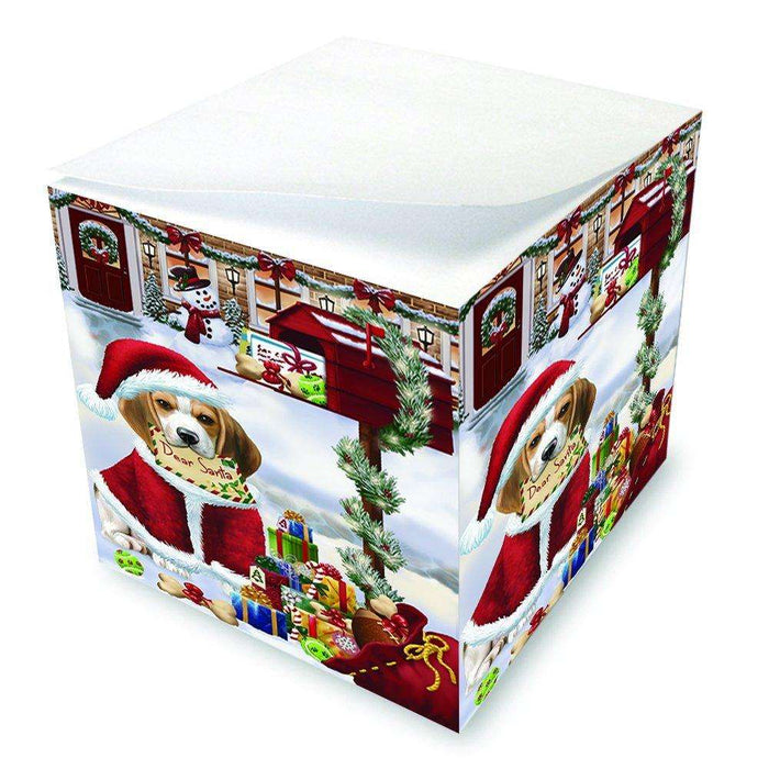 Beagles Dear Santa Letter Christmas Holiday Mailbox Dog Note Cube D085