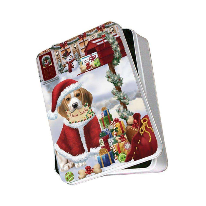Beagles Dear Santa Letter Christmas Holiday Mailbox Dog Photo Storage Tin